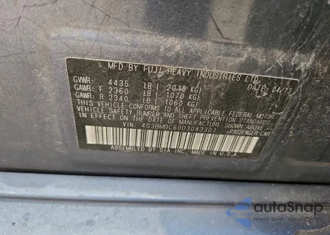 2013 Subaru Legacy 2.5I Premium z USA, uszkodzony, nr VIN 4S3BMBC60D3043301